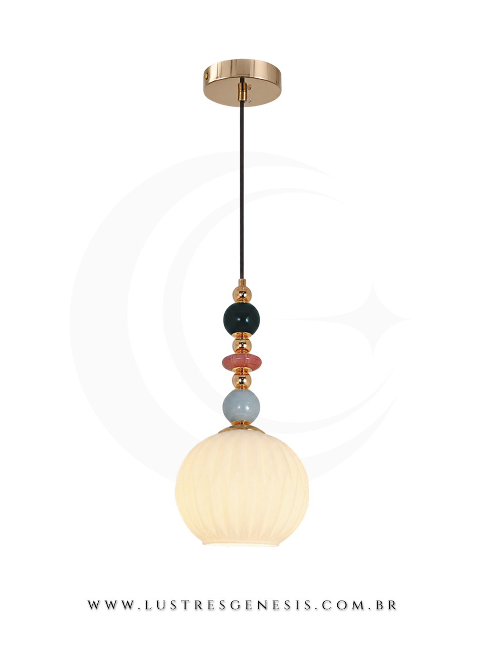 Pendente Escandinava Dourado com Cer&acirc;mica Para Quarto, Bancada Gourmet e Cabeceira de Cama